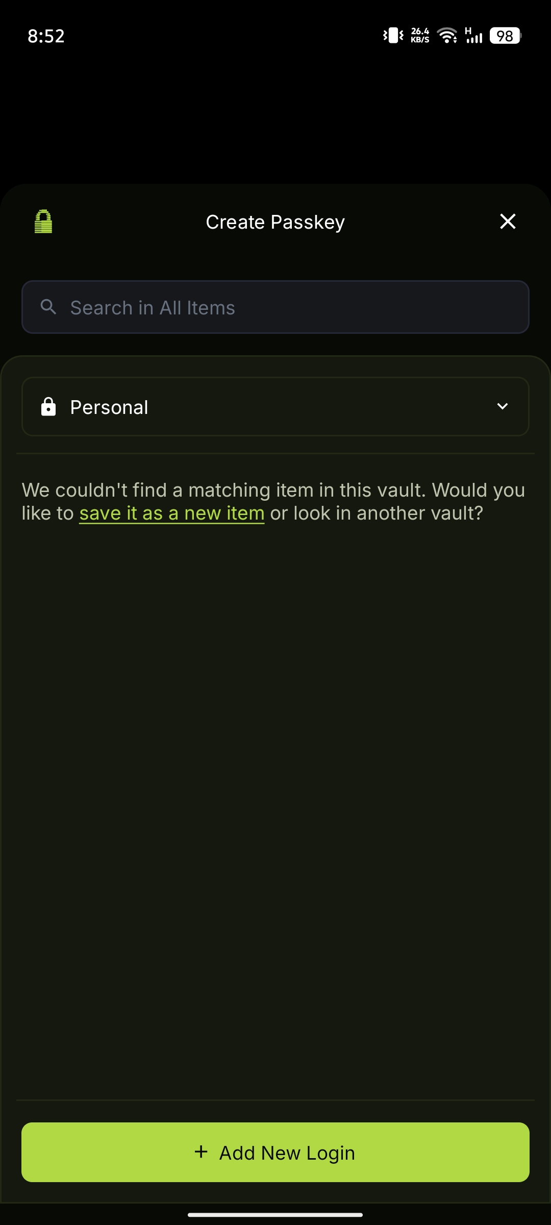 Select a vault
